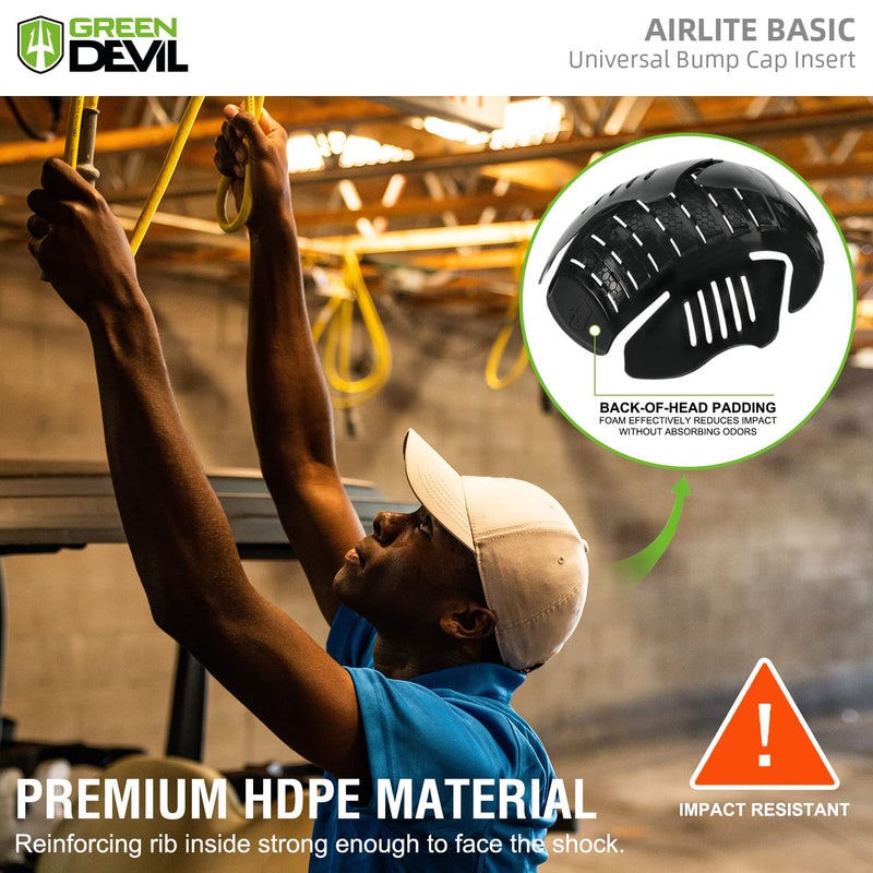 GREEN DEVIL قبعة صدمات عالمية من GREEN DEVIL لقبعات البيسبول مزودة بفتحات تهوية وخفيفة الوزن وقبعة آمنة للرجال والنساء 3 عبوات - Image 5